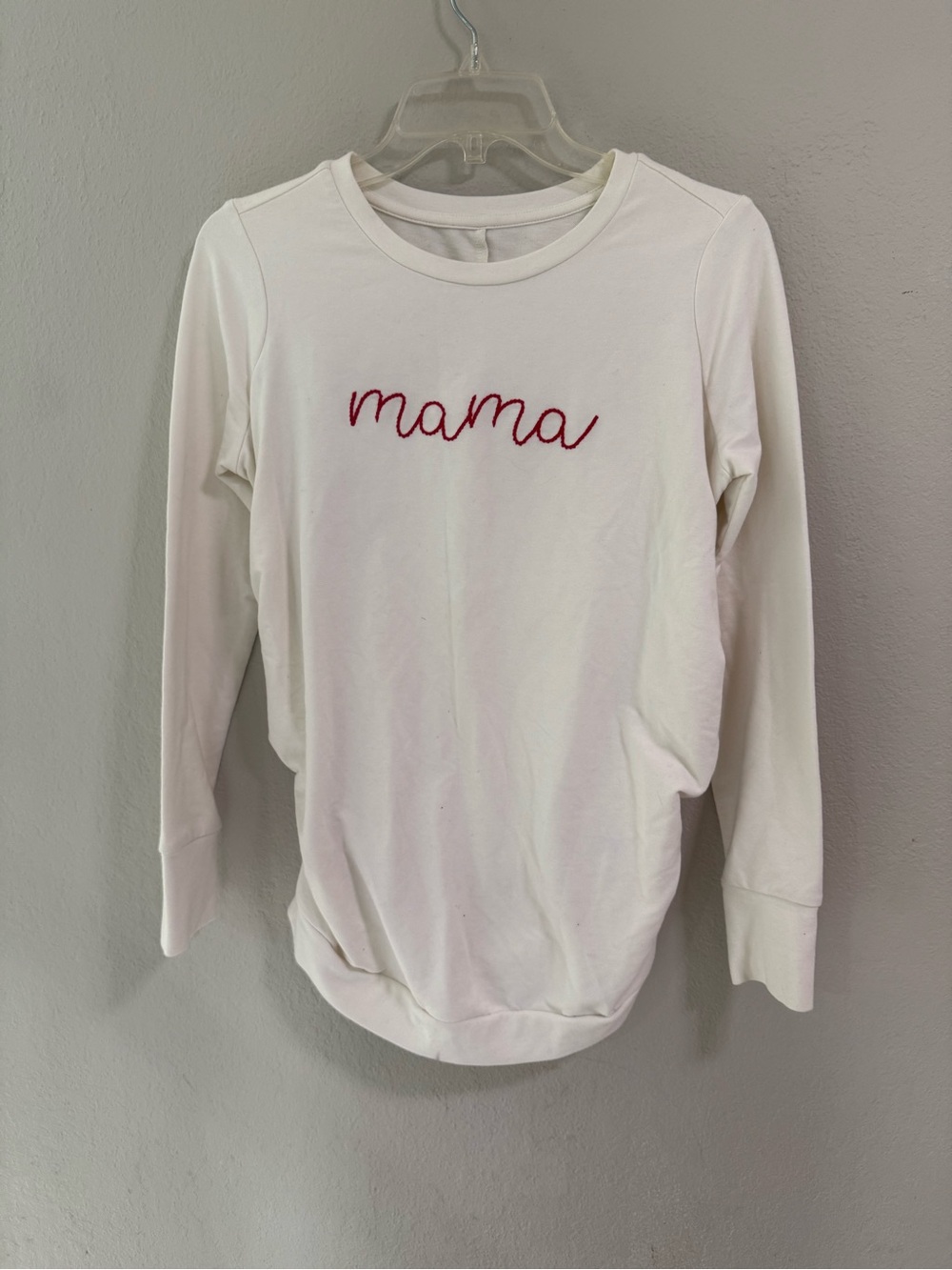 Isabel Maternity Mama Graphic Sweatshirt Cream XS Long Sleeve